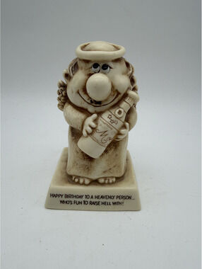 Miss Marie & Oliver Angel Figurine Holding Bottle with Birthday Message
